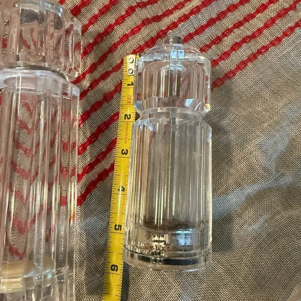 80s Vintage Olde Thompson Clear Acrylic Lucite Faceted Salt Shaker and Pepper